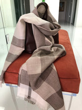 Load image into Gallery viewer, Beige/Brown and Beige/Burgundy Baby Alpaca Scarf - Classic Check