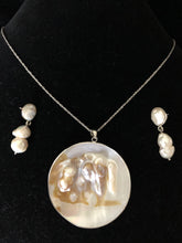 Load image into Gallery viewer, Full Moon, mother of pearl pendant and matching earrings