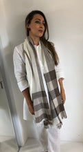 Load image into Gallery viewer, Beige/Brown and Beige/Burgundy Baby Alpaca Scarf - Classic Check