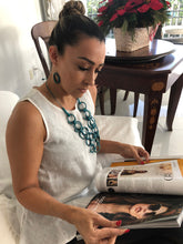 Load image into Gallery viewer, Elsa turquoise tagua necklace with drop dangle matching earrings.