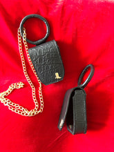 Load image into Gallery viewer, Lucca mini case bag pressed calfskin black leather bag.