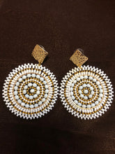 Load image into Gallery viewer, Fan, a collection of colorful beads adorn these beautiful hoop post earrings.