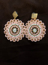 Load image into Gallery viewer, Fan, a collection of colorful beads adorn these beautiful hoop post earrings.