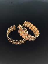 Load image into Gallery viewer, Disk shape gold filled silver filigree hoops earrings