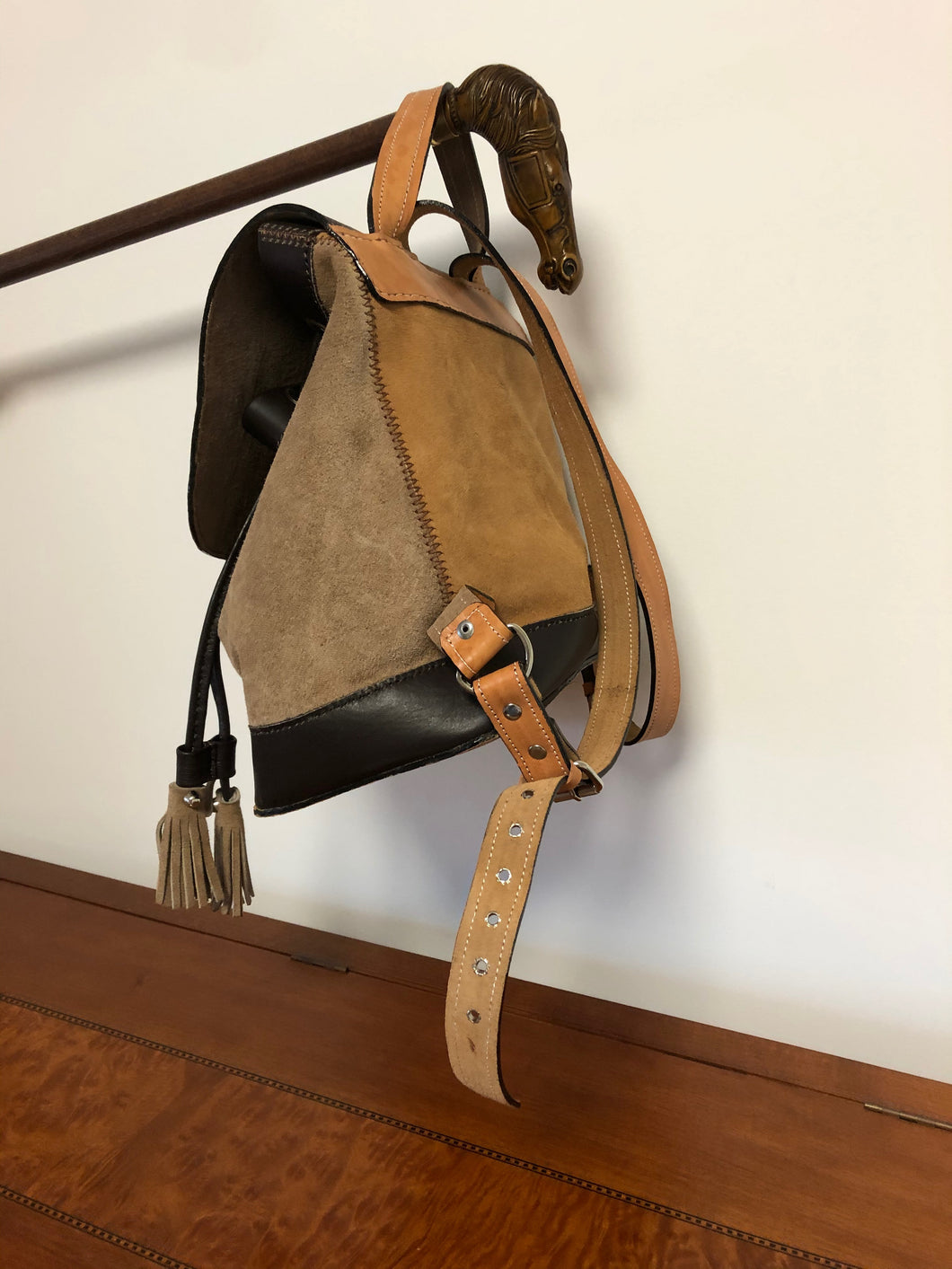 Brent leather suede classic elegant backpack.