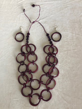 Load image into Gallery viewer, Cloe violet tagua necklace and drop dangle matching earrings.
