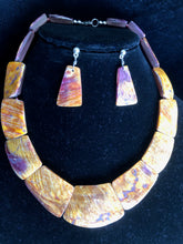 Load image into Gallery viewer, Emma spondylus shell gold beige natural color necklace and matching earrings.
