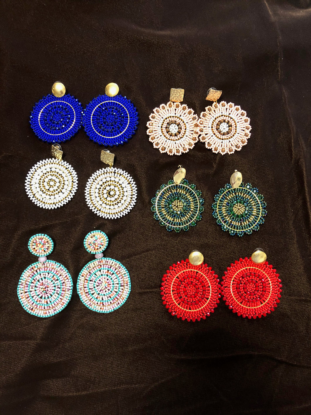 Fan, a collection of colorful beads adorn these beautiful hoop post earrings.